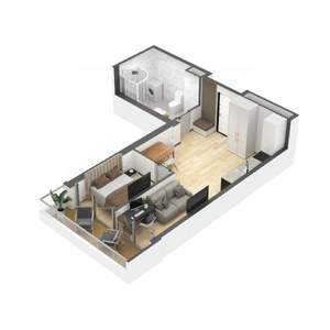 1-к квартира, строящийся дом, 42м2, 7/7 этаж