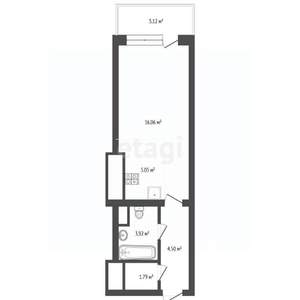 Студия квартира, вторичка, 36м2, 15/16 этаж