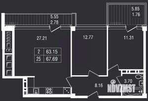 2-к квартира, вторичка, 68м2, 3/8 этаж