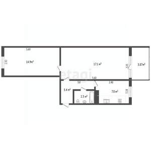 2-к квартира, вторичка, 51м2, 5/5 этаж