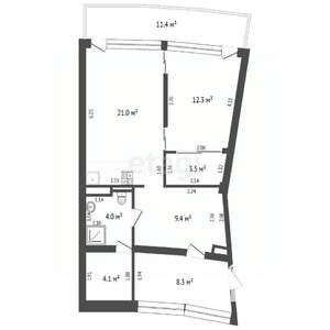 2-к квартира, вторичка, 86м2, 6/12 этаж