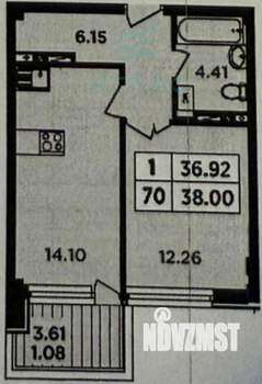 1-к квартира, сданный дом, 38м2, 4/8 этаж