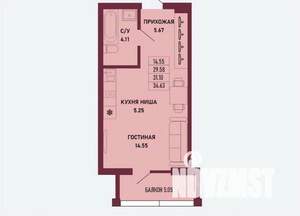 Студия квартира, вторичка, 31м2, 5/16 этаж