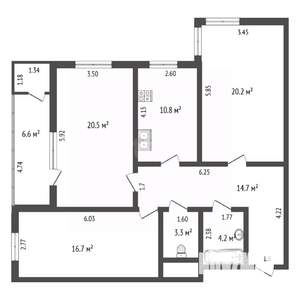 3-к квартира, вторичка, 98м2, 7/16 этаж