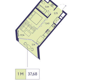 1-к квартира, вторичка, 38м2, 12/20 этаж