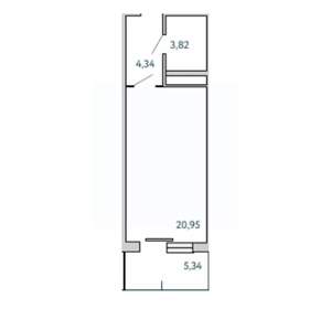 1-к квартира, вторичка, 34м2, 9/10 этаж