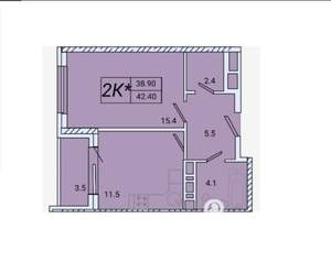 1-к квартира, вторичка, 43м2, 6/8 этаж