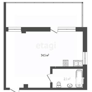 1-к квартира, вторичка, 49м2, 2/6 этаж