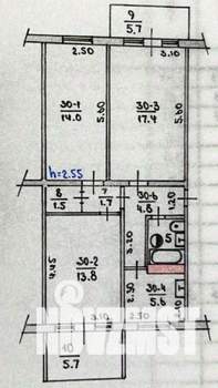 3-к квартира, вторичка, 65м2, 3/5 этаж
