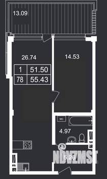 1-к квартира, вторичка, 55м2, 5/8 этаж
