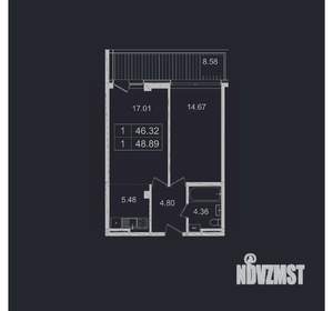 1-к квартира, вторичка, 49м2, 7/8 этаж