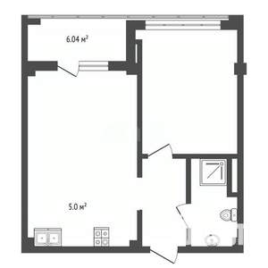 1-к квартира, вторичка, 53м2, 4/8 этаж
