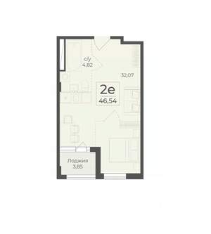 1-к квартира, вторичка, 47м2, 3/18 этаж