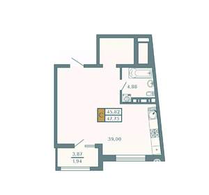 Студия квартира, вторичка, 48м2, 8/9 этаж