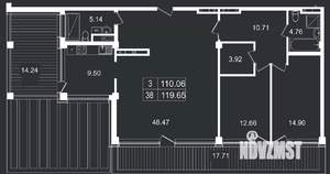 4-к квартира, вторичка, 120м2, 8/8 этаж