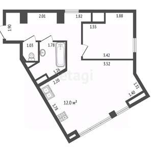2-к квартира, вторичка, 48м2, 3/8 этаж
