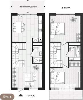 2-к квартира, строящийся дом, 93м2, 1/3 этаж
