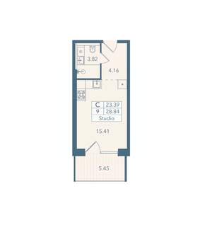 Студия квартира, вторичка, 29м2, 4/8 этаж