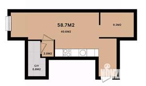 Студия квартира, вторичка, 59м2, 1/8 этаж