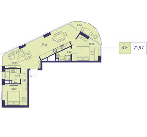 3-к квартира, вторичка, 72м2, 14/20 этаж