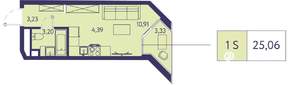 Студия квартира, строящийся дом, 25м2, 17/20 этаж