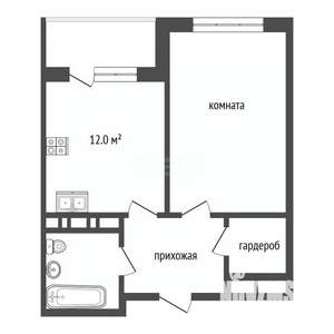 1-к квартира, вторичка, 46м2, 8/8 этаж