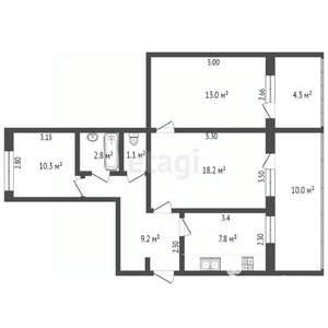 3-к квартира, вторичка, 77м2, 1/5 этаж