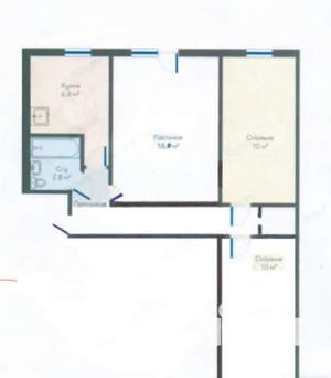 3-к квартира, вторичка, 53м2, 1/4 этаж