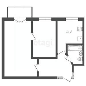 2-к квартира, вторичка, 43м2, 5/5 этаж