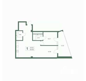 1-к квартира, вторичка, 80м2, 7/9 этаж