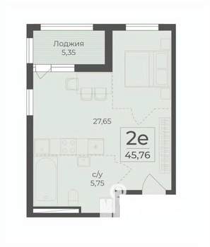 2-к квартира, строящийся дом, 46м2, 7/15 этаж