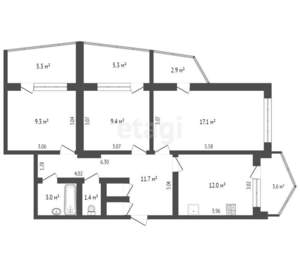 3-к квартира, вторичка, 73м2, 7/9 этаж