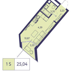 1-к квартира, вторичка, 25м2, 14/20 этаж