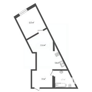 2-к квартира, вторичка, 44м2, 10/18 этаж