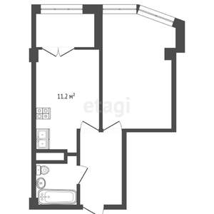 1-к квартира, сданный дом, 40м2, 4/12 этаж