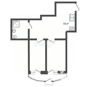 2-к квартира, вторичка, 57м2, 3/14 этаж