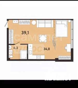 Студия квартира, вторичка, 39м2, 5/8 этаж