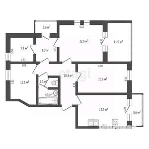 4-к квартира, вторичка, 130м2, 3/3 этаж