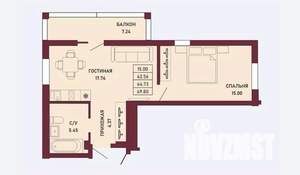 1-к квартира, вторичка, 45м2, 7/16 этаж