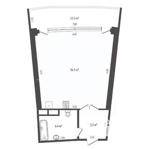 2-к квартира, вторичка, 63м2, 2/12 этаж