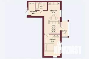 1-к квартира, вторичка, 47м2, 6/16 этаж