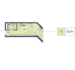 1-к квартира, вторичка, 25м2, 5/20 этаж