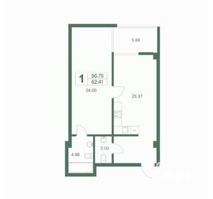 1-к квартира, вторичка, 60м2, 7/9 этаж