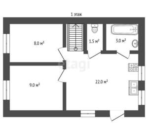 2-к квартира, вторичка, 60м2, 2/3 этаж