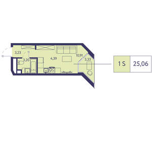 1-к квартира, вторичка, 25м2, 7/20 этаж