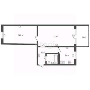 2-к квартира, вторичка, 47м2, 1/5 этаж