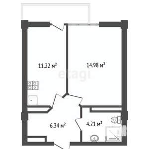 1-к квартира, вторичка, 48м2, 6/10 этаж