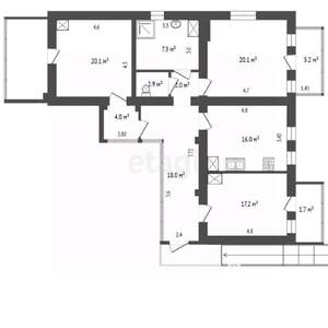 6-к квартира, вторичка, 145м2, 2/2 этаж
