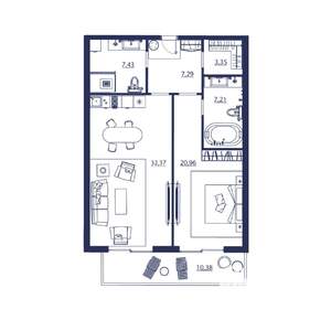 2-к квартира, вторичка, 89м2, 6/8 этаж