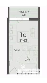1-к квартира, вторичка, 32м2, 3/15 этаж